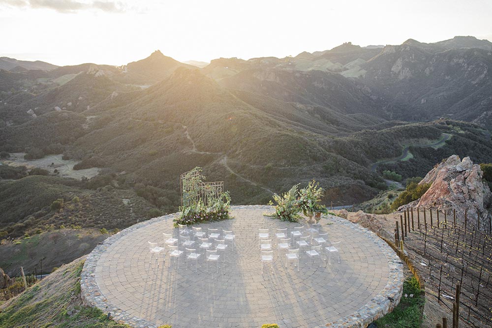 helipad wedding ceremony birds eye view