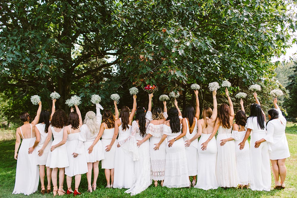 all white mix and match bridesmaid dresses