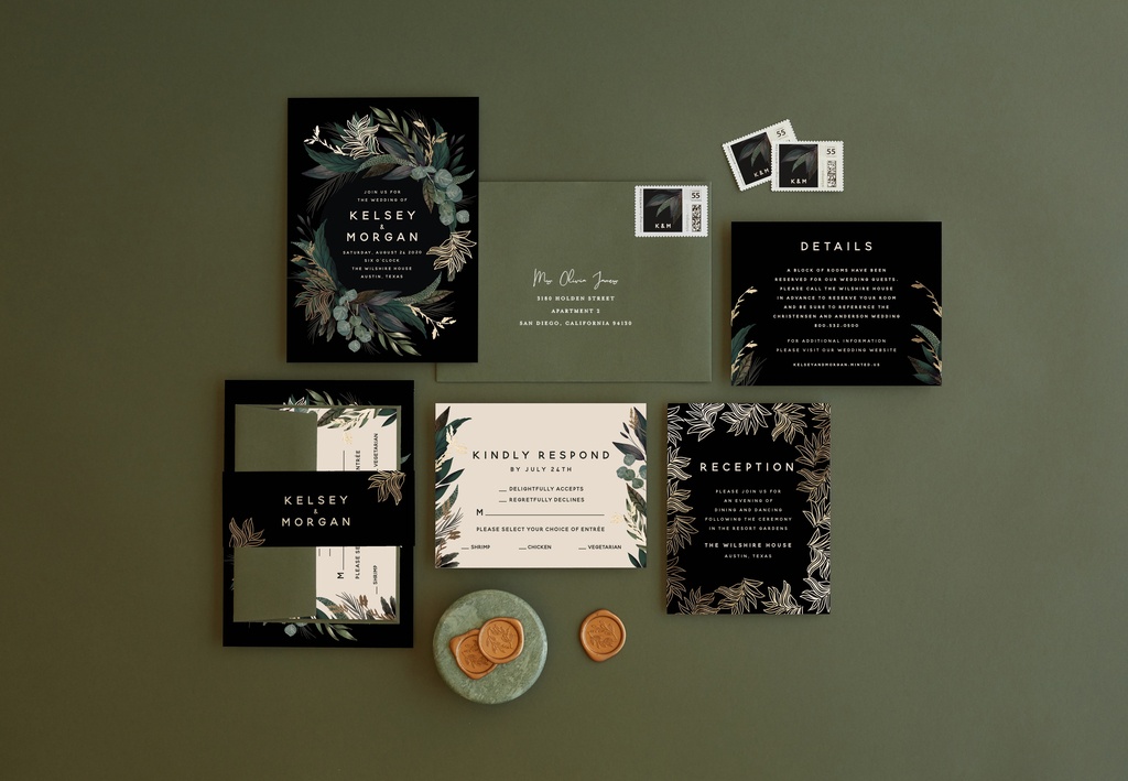 modern greenery wedding invitations from Minted